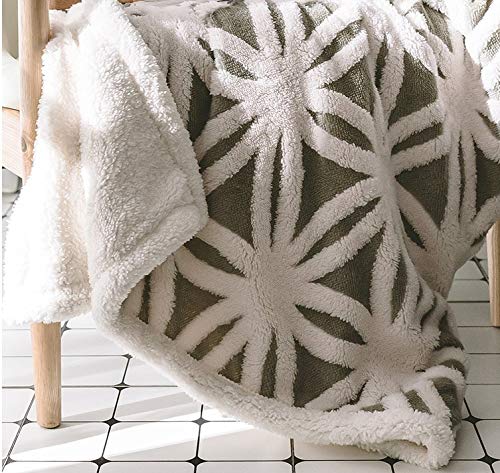UKELER Grey Flannel Sherpa Throw 60''×50'' Soft Plush Flannel Blanket Throws for Bed/Couch/Sofa/Office/Camping - color: C-grey, size: 50''x60''
