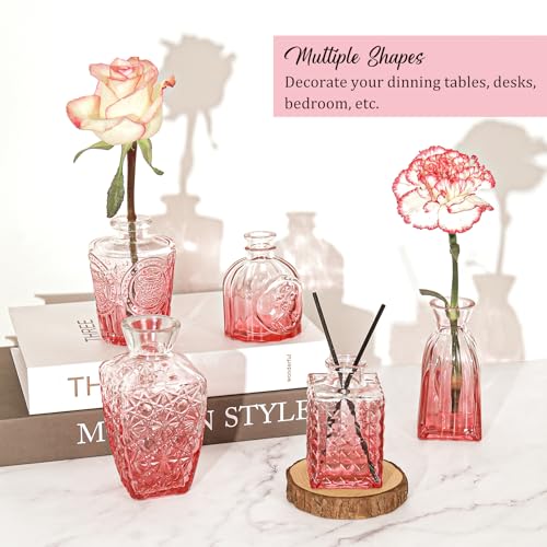 Set of 36 Glass Bud Vases Small Flower Vases for Centerpieces(Pink) - color: Pink