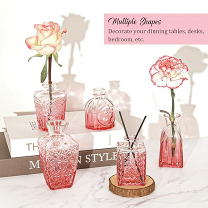 Set of 36 Glass Bud Vases Small Flower Vases for Centerpieces(Pink) - color: Pink