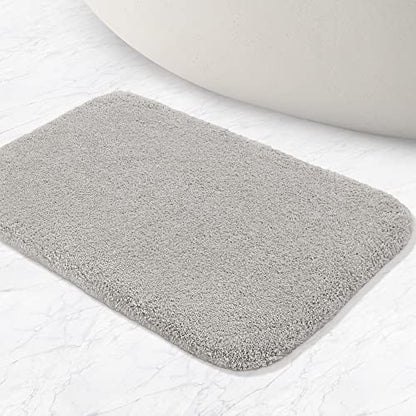 VANZAVANZU Bath Mats Non Slip Ultra Soft Absorbant Microfiber Fluffy Thick Bathroom Rugs Machine Washable (16"x24", Light Gray) - color: Light Gray, size: 16"x24"