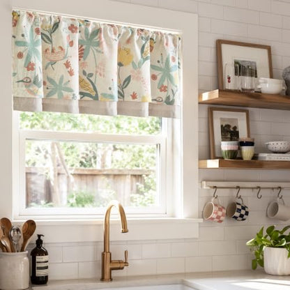 jinchan Floral Linen Window Valance Curtain, 50x18, 1 Panel, Green - color: Averie | Dusty Green, size: 50"W x 18"L (Pack of 1)