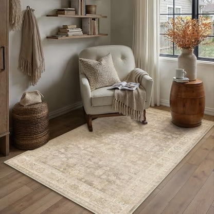 HUGEAR Beige Area Rugs 3x5 Living Room Washable Rug Carpet - color: Retro Beige, size: 3' x 5' (Rectangular)