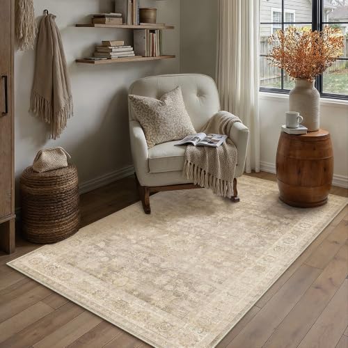 HUGEAR Beige Area Rugs 4x6 Living Room Washable Rug Carpet - color: Retro Beige, size: 4' x 6' (Rectangular)