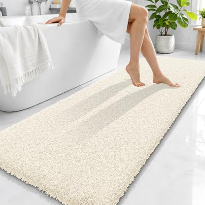 OLANLY Microfiber Bathroom Runner Rugs 70x24, Ultra Soft Bath Mat, White - color: White, size: 70" X 24"