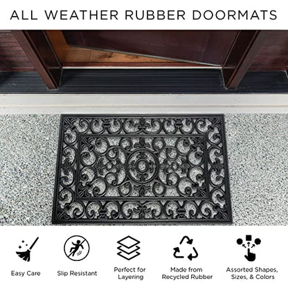 DII High Traffic All-Weather Rubber Doormat, 18x30, Scroll - color: Scroll, size: 1'6" x 2'6" (Rectangular)