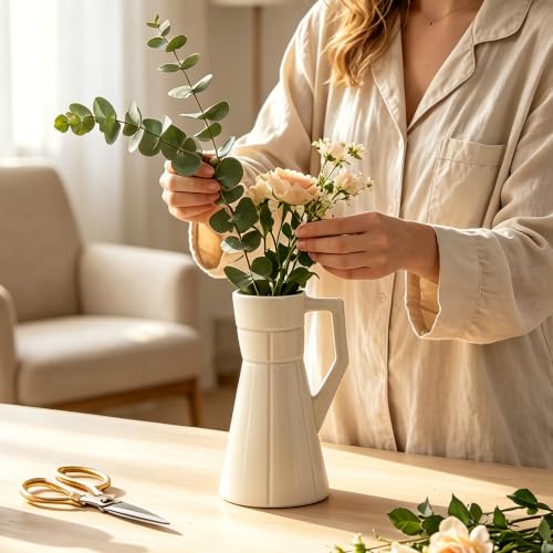 Bosilunlife Ceramic Flower Vase for Home Decor,Modern Table Vase