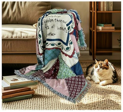 Patchwork Friendship Woven Tapestry Throw Blanket 50"x60" - color: Patchwork