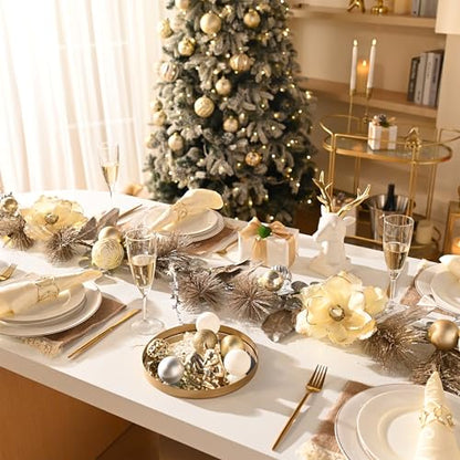 Valery Madelyn 6 Feet Pre-Lit Christmas Garland with White Gold Flower - color: Champagne Gold, size: 6 feet