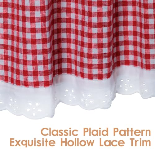 Farmhouse Valance Curtains, Cotton Kitchen Valance Rustic Style Window Valance Half Curtain for Living Room Bathroom Cafe, Rod Pocket, Red White Gingham Plaid, 59 X 12 Inch - color: Red White Gingham Plaid, size: 59"W x 12"L (Pack of 1)
