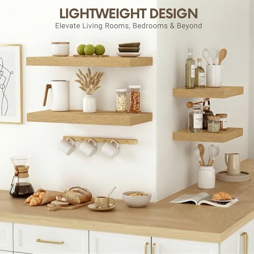 Vivelove 10 Inch Deep Floating Shelves for Wall 55” Set of 2, Oak - color: Oak, size: 55”wx10.2”dx1.5”h