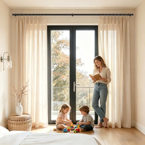 TONIAL Curtain Rods for Windows, 32 to 115 Inch, Black, Single Drapery Rod - color: Black, size: 32-115"