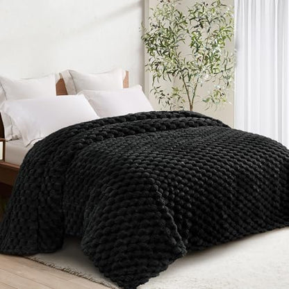 Whale Flotilla Soft Fleece Twin Size Bed Blanket Luxury 3D Jacquard, Black - color: Black, size: Twin(60x80 Inch)