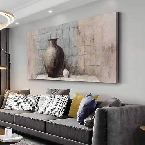 Paintings Home Decor Vintage Wall Decor Wall Decorations Rustic Farmhouse Wall Art Vase Painting Framed Art Abstract Canvas Wall Art for Living Room Bedroom Dining Room Home Office Decor 29"X58" - color: Brown, size: 58"L x 29"W