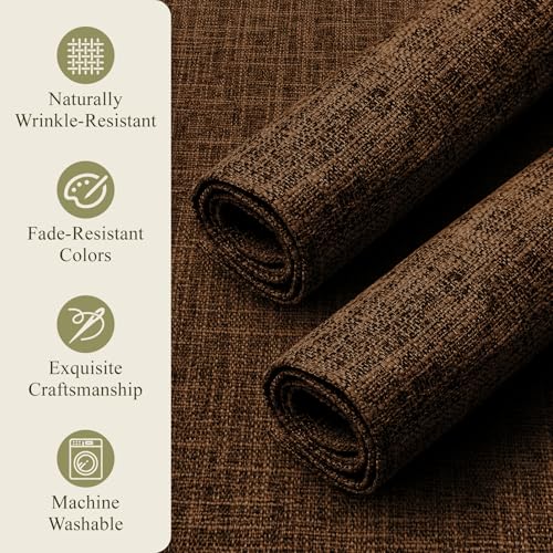 KXN Placemats Set of 4, Durable Dual-Layer Fabric Table Mats, Brown - color: Brown