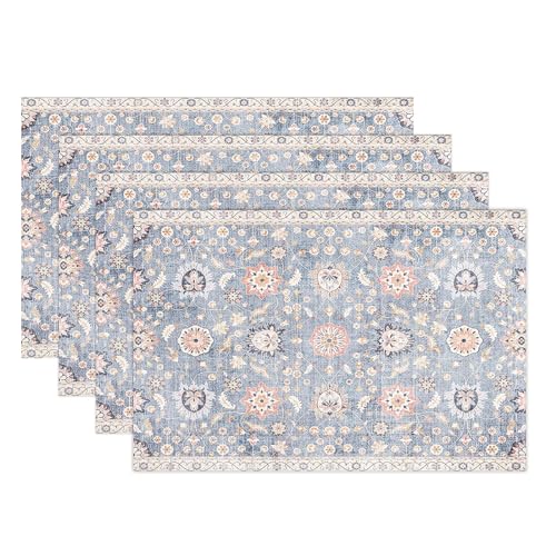 Snycler Table Runner Boho Table Runners Vintage Elegant Farmhouse Table Center Linen Decor for Home Dining Party Entrance (12x18 Inch,Set of 4) Blue - color: Blue, size: 12" x 18"