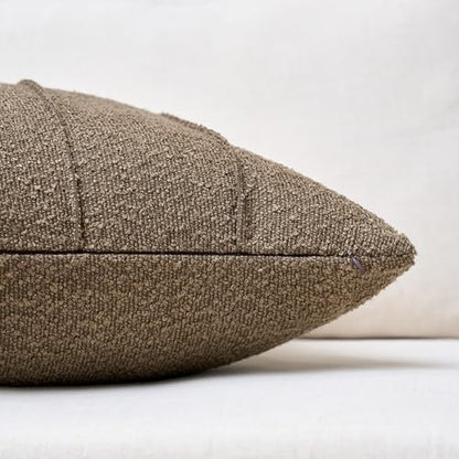 Textured Boucle Throw Pillow Covers 18x18 Inch Set of 2 Light Brown - color: Light Brown, size: 18" x 18" (Pack of 2)