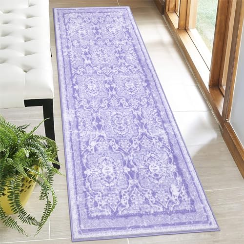 Vaukki Hallway Runner Rug 2x6 ft, Purple Vintage Shaggy Soft Kitchen Rug - color: Purple, size: 2' x 6'(Runner)