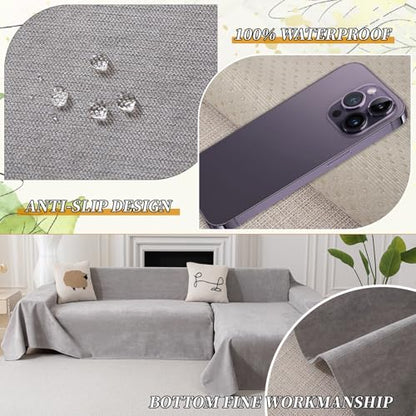 STACYPIK Waterproof Couch Cover for Sofa, Scratch Resistant Gray Sofa Cover - color: A-waterproof-grey, size: XX-Large Size(71" X150")