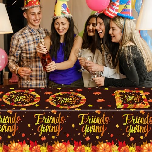 41 PCS Fall theme Thanksgiving Party Supplies Kit,Happy Friendsgiving Tableware Include Dessert Plates, Napkins,Tablecloth Autumn Harvest Disposable Dinnerware For Autumn Thanksgiving Party - color: Thanksgiving Party