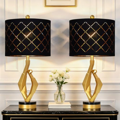 CINSARY 30" Tall Black and Gold Table Lamps Set of 2 for Living Room - color: Gold Black