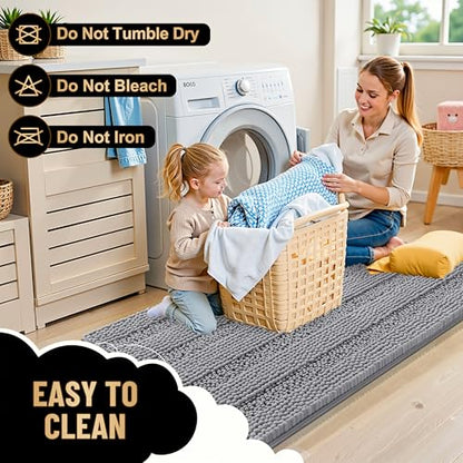 OLANLY Thick Bathroom Runner Rugs 47x24, Soft Chenille Long Bath Rugs, Grey - color: Grey, size: 47" X 24"
