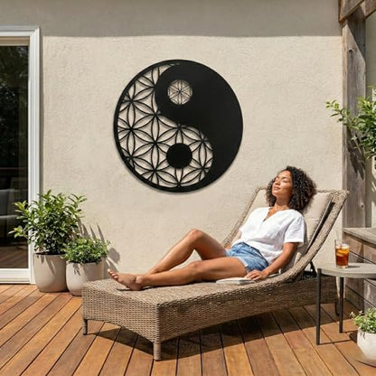 DEKADRON Metal Yin Yang Wall Art, Interior Decoration, Wall Hangings, Sacred Zen Decor, Geometric Metal Wall Decoration (24" W x 24" H / 60x60 cm) - size: 24"L x 24"W