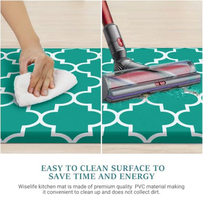 WISELIFE Kitchen Mats and Rugs Cushioned Anti-Fatigue, 17.3"x 28", Green - color: Stylish Green, size: 28"L x 17.3"W x 0.5"Th