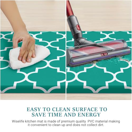 WISELIFE Kitchen Mats and Rugs Cushioned Anti-Fatigue, 17.3"x 39", Green - color: Stylish Green, size: 39"L x 17.3"W x 0.5"Th