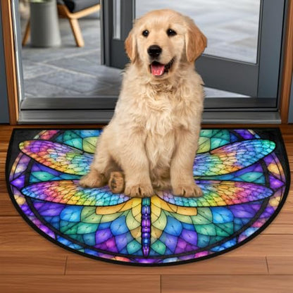 Dragonfly Half Round Door Mat Outdoor Doormat Bedroom Entrance Rug A21 - color: A-21 Dragonfly