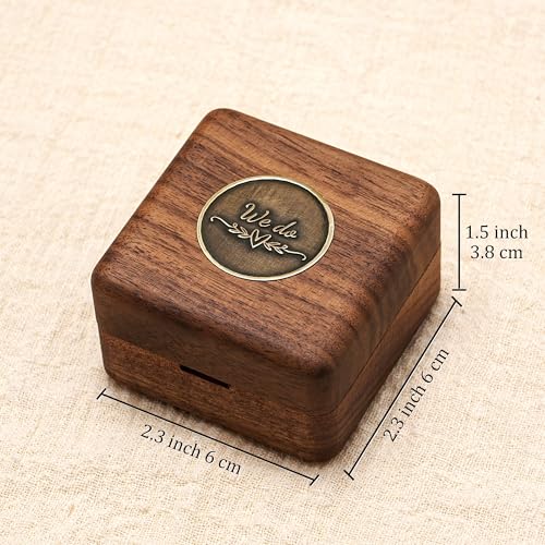 KWOOD We Do-Custom Wooden Wedding Ring Box, Personalized Metal Name Wooden Ring Box, Wedding Ceremony Ring Holder, Anniversary Birthday Gift Idea - style: T-We Do 02