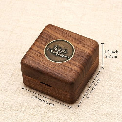 KWOOD We Do-Custom Wooden Wedding Ring Box, Personalized Metal Name Wooden Ring Box, Wedding Ceremony Ring Holder, Anniversary Birthday Gift Idea - style: T-We Do 02