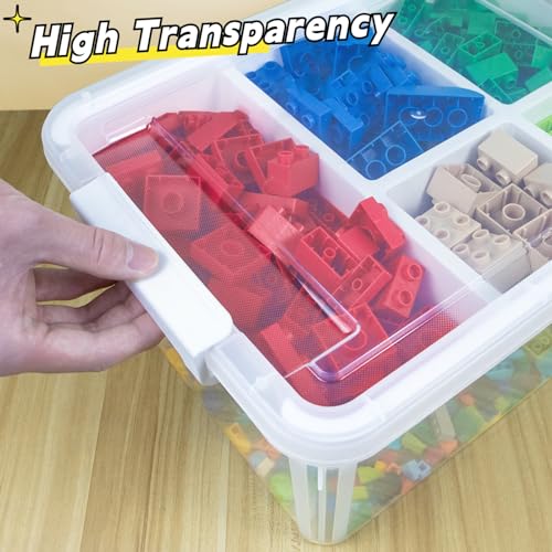 Creahaus 17 Quart Plastic Storage Box with Removable Tray Durable Craft Organizers and Storage Stackable Storage Container for Organizing Bead, Art, Sewing, Playdoh (Clear)