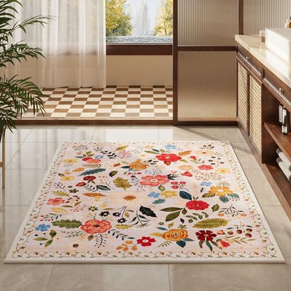 Rugcomf Area Rug 3x5 Washable, Beige - color: Beige, size: 3' x 5' (Rectangular)