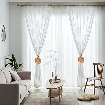 2 Pack Boho Curtain Tiebacks, Apricot - color: S4