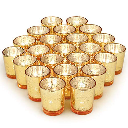 Volens Gold Party Decorations 72pcs, Mercury Glass Votive Candle Holders - color: Gold--72pcs