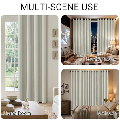 ChrisDowa Greyish Beige Blackout Curtains 45 Inches 2 Panels for Bedroom - color: Greyish Beige, size: 52"W x 45"L (Pack of 2)