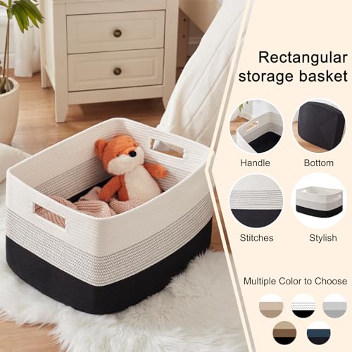 OIAHOMY Blanket Basket Laundry Basket Dog Toy Basket 75L Gradient Black - color: Gradient Black, size: 22”x17”x12”