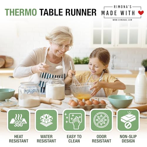RIMONA'S Heat Resistant Table Runner Trivet Mat - Reversible Marble, 40" - color: 2 Sides - White and Black Marble