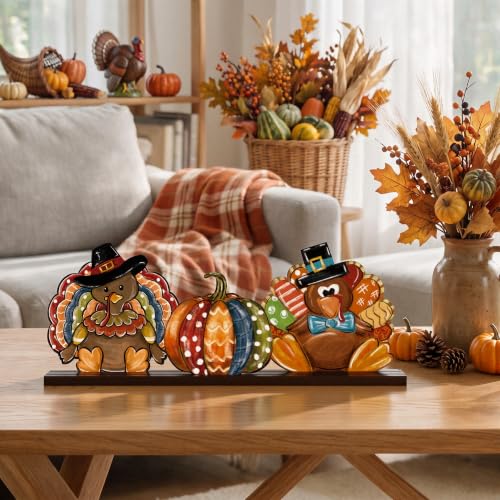 Smile Thanksgiving Wooden Decor Indoor Turkey Pumpkin - style: Turkey Pumpkin