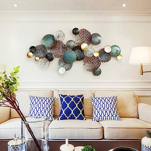 edaknez 52"x27" Large Metal Wall Decor, 3D Green Lotus Leaf Metal Wall Art - color: D 52 inch x 27 inch