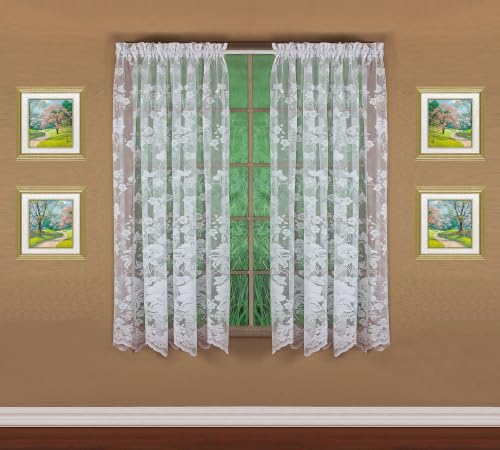 Today's Curtain Floral Vine Lace Panel 63", White, 60W x 63L - color: White, size: 60"W x 63"L (Pack of 1)
