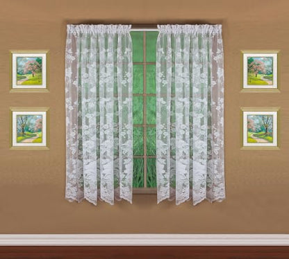 Today's Curtain Floral Vine Lace Panel 63", White, 60W x 63L - color: White, size: 60"W x 63"L (Pack of 1)
