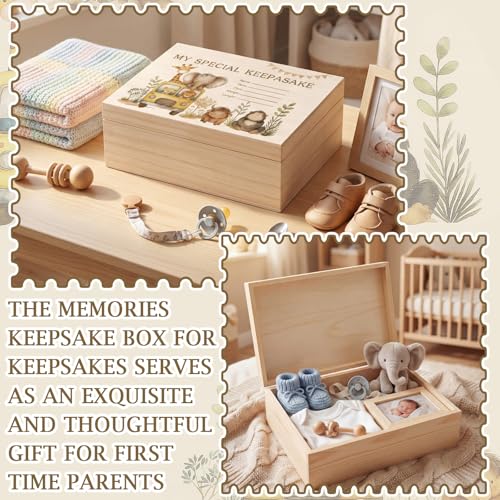 Thyle Safari Animal Wooden Newborn Baby Memories Keepsake Box - style: Safari Animal