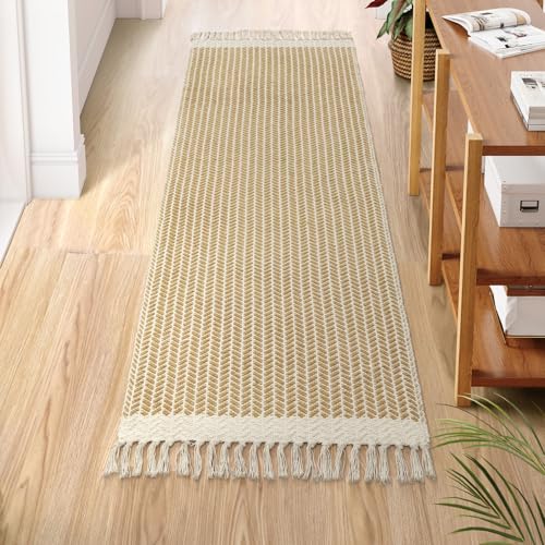 Lahome Boho Bathroom Runner Rug, 2x6 Washable Rugs for Laundry Room - color: Khaki, size: 2' x 6' (Runner)