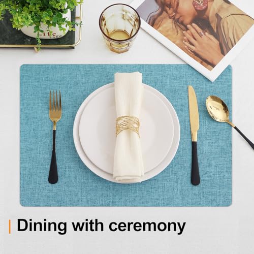 Homaxy Cloths Placemats for Dining Table Set of 6, 13" x 19", Aqua - color: Aqua, size: Placemats Set of 6