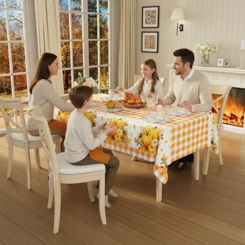 Smiry Disposable Rectangle Plastic 54 x 108 Inch Table Cloth 3 Pack - color: Thanksgiving Orange
