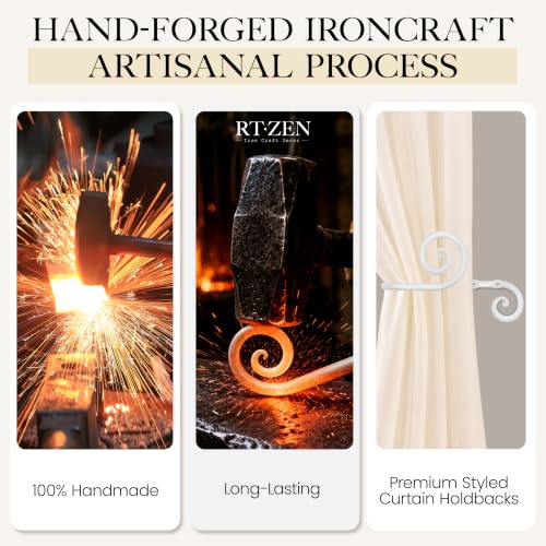 RTZEN Metal Curtain Tiebacks, Drapery Holders for Wall, 2 Pcs - size: Large, style: Swirly - W