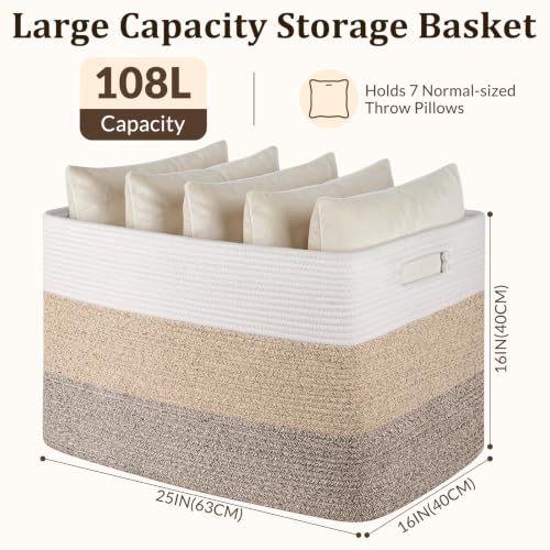 OIAHOMY 108L Extra Large Blanket Basket Dog Toy Basket Gradient Blue - color: Gradient Blue