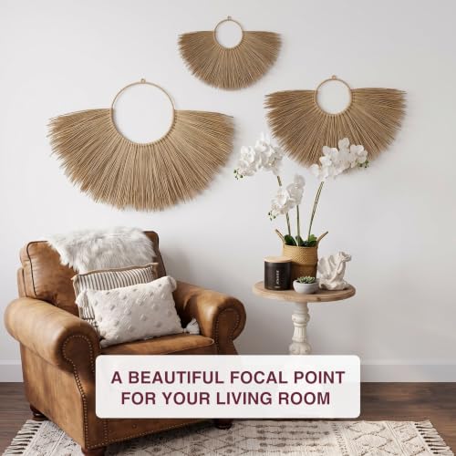 Chicvillage Handmade Wall Basket Set For Boho Decor (Set 3-Piece Sunshine)