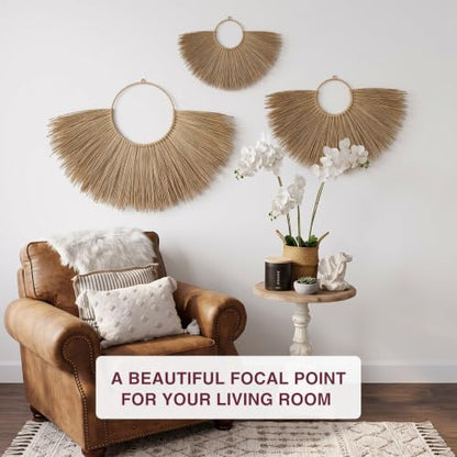 Chicvillage Handmade Wall Basket Set For Boho Decor (Set 3-Piece Sunshine)